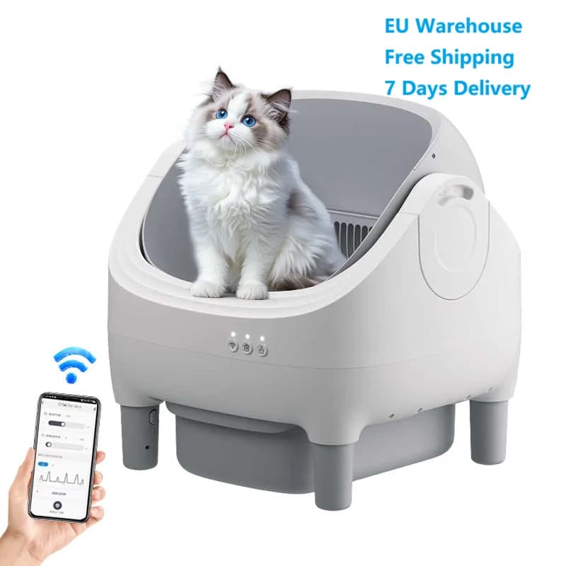 Free Shipping Within the EU Smart App Control Open-top Automatic cat Litter Box with Dual Safety Sensors Self Cleaning