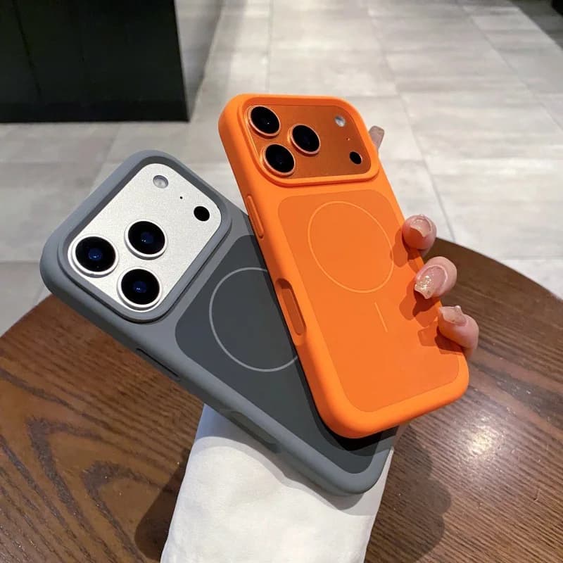 For iPhone 14 15 16 17 Pro Max Phone Case Apple 17 Air Magnetic Wireless Charging Liquid Silicone Matte Cover