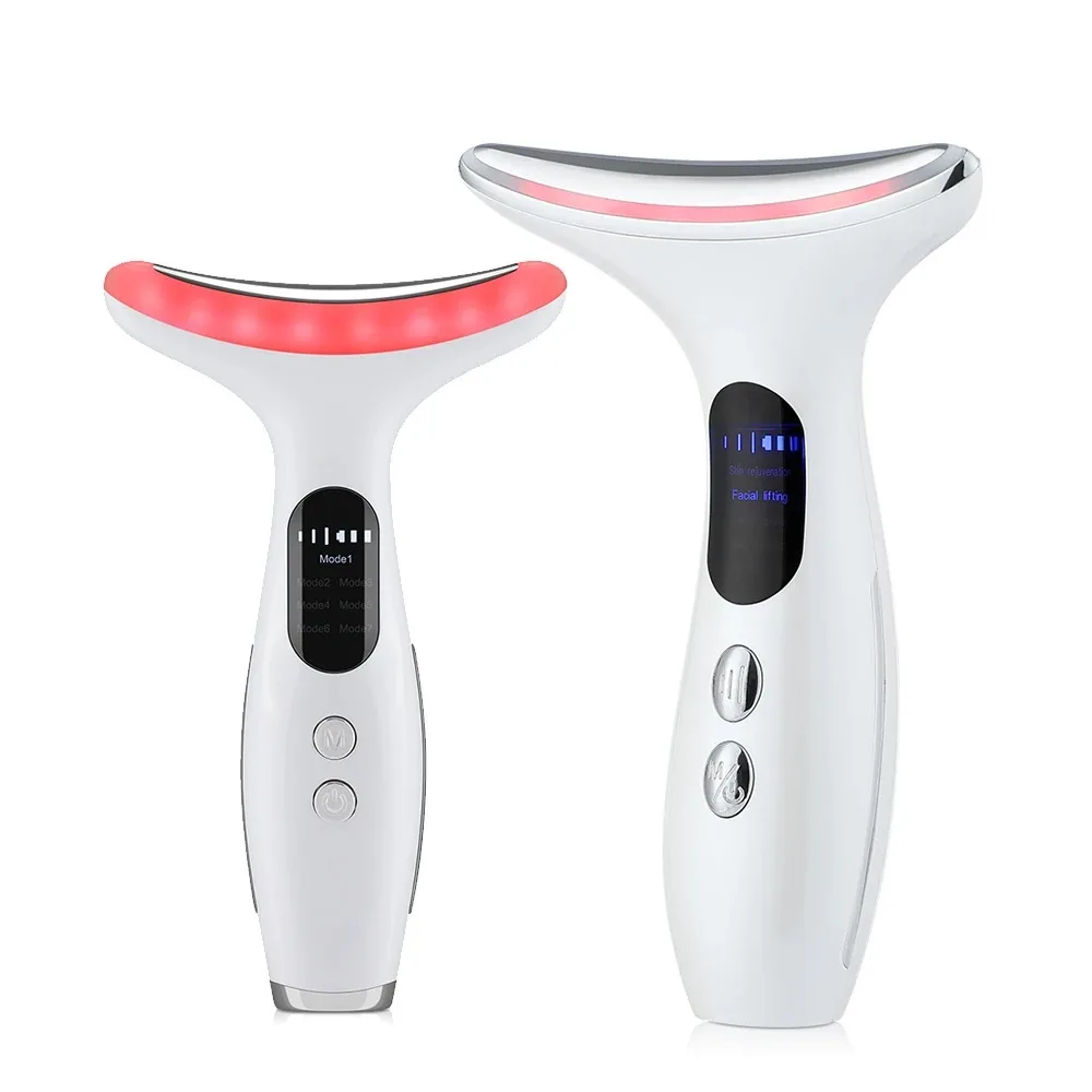 EMS Microcurrent Neck Beauty Device 7/3 Colors LED Light Therapy Face Neck Massager for wrinkles lifting Skin Tightening Jawline