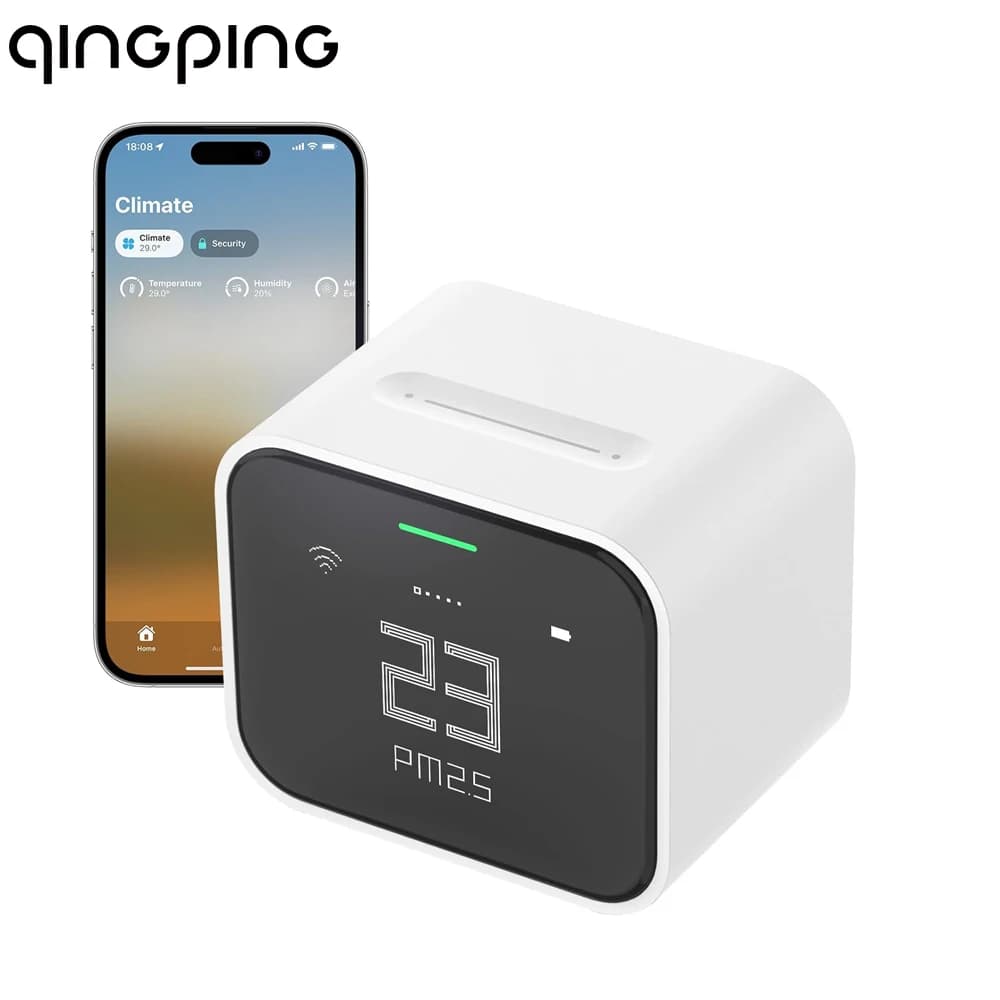 Qingping Smart Air Detector Lite CO2 PM2.5 PM10 Temperature Humidity Monitor Touch Screen Work With Mihome APP for Apple HomeKit