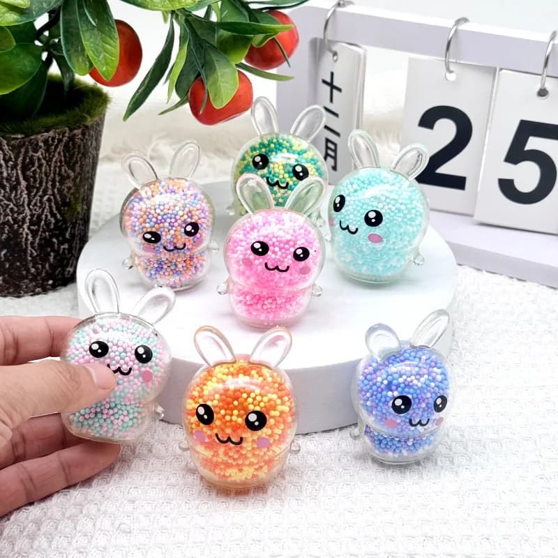 3PCS Squishy Bunny Stress Balls with Light Stress Relief Toy Girls Kids Fidget Toys Colorful Rabbit for Easter Basket Stuffers
