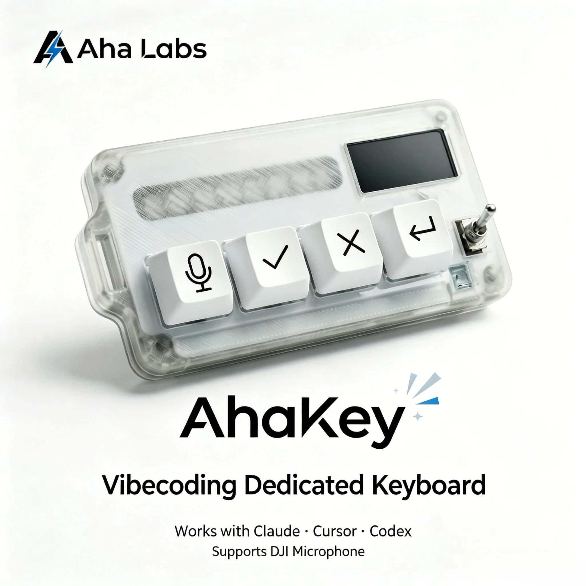 AhaKey-X1 Vibecoding AI Keyboard for Claude Cursor Codex LCD Screen RGB Toggle Switch Voice Recognition External for Voice Input